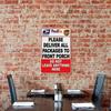 Warning Sign Package Alert Front Yard Metal Tin Art 8x12 Inch Secure Delivery