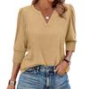 Women's Fashion Casual 3/4 Sleeve Solid Color Shirt Women's V-Neck Tops