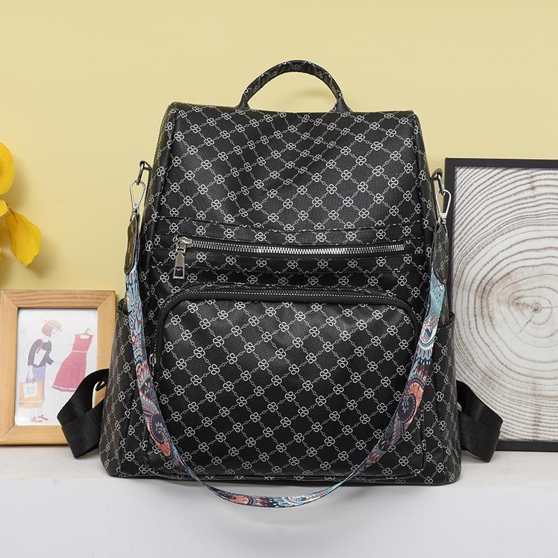 Damen-Reiserucksack, weicher Leder-Druck-Rucksack