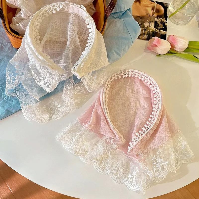 1PC Triangle Scarf Vintage Hairbands Fashion White For Women Girls Hair Hoops Accessories Lace Headband High Top