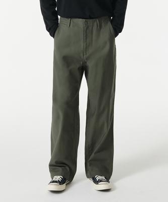 Back Satin Wide Officer Pants [Khaki]