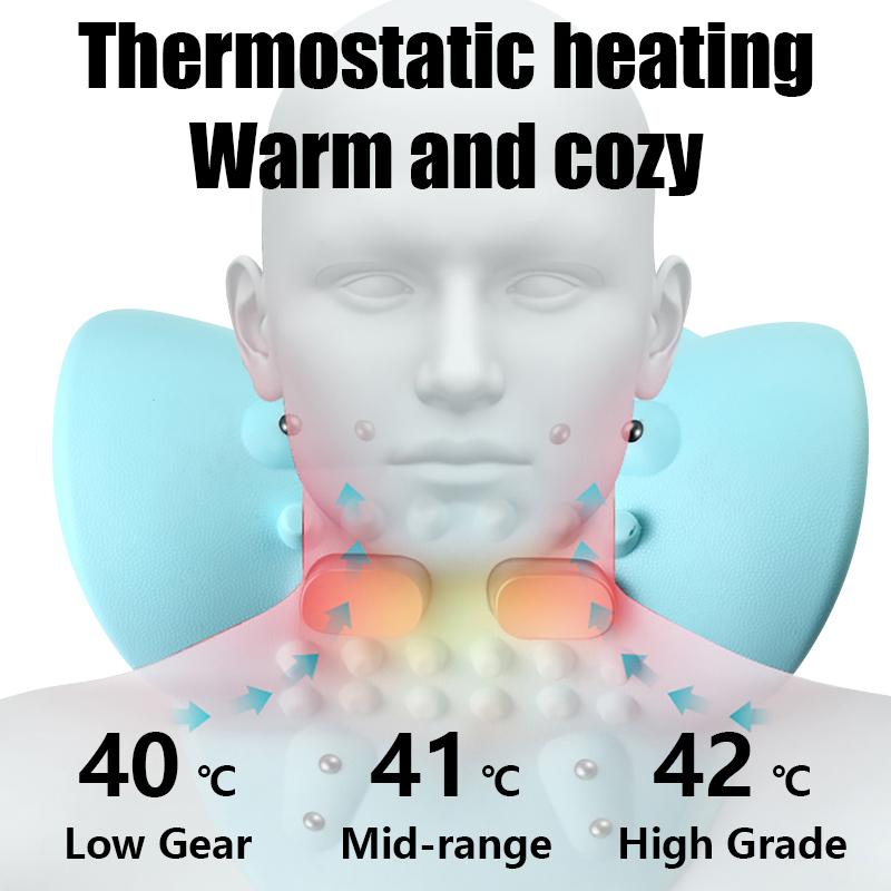 Electric Cervical Massager Neck Pain Relief Portable Vibration Acupoint Massage Pillow for Adults Head Traction