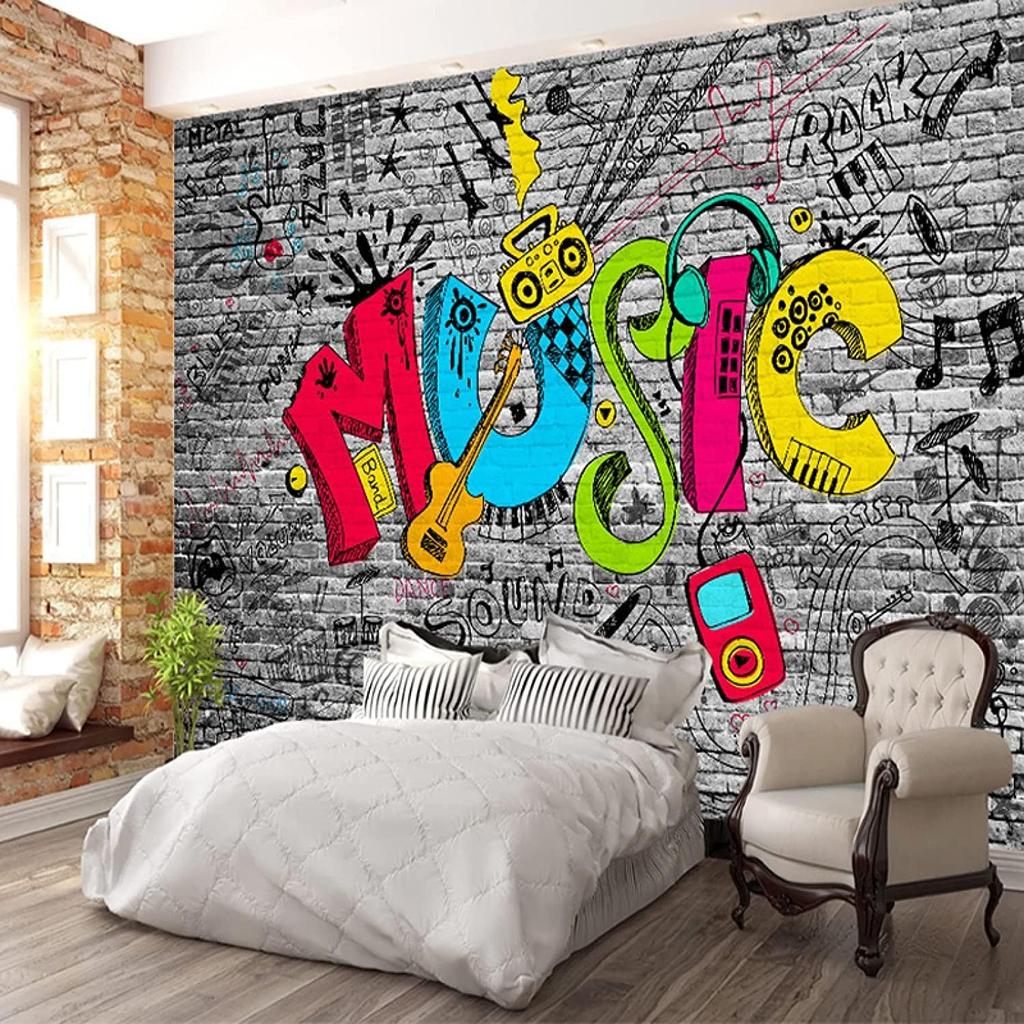 Musical Large Wall Mural Graffiti Wallpaper Abstract Art Graffiti Wall Mural for Kids Room Nursery Bedroom Home Decor Poster Wallpaper