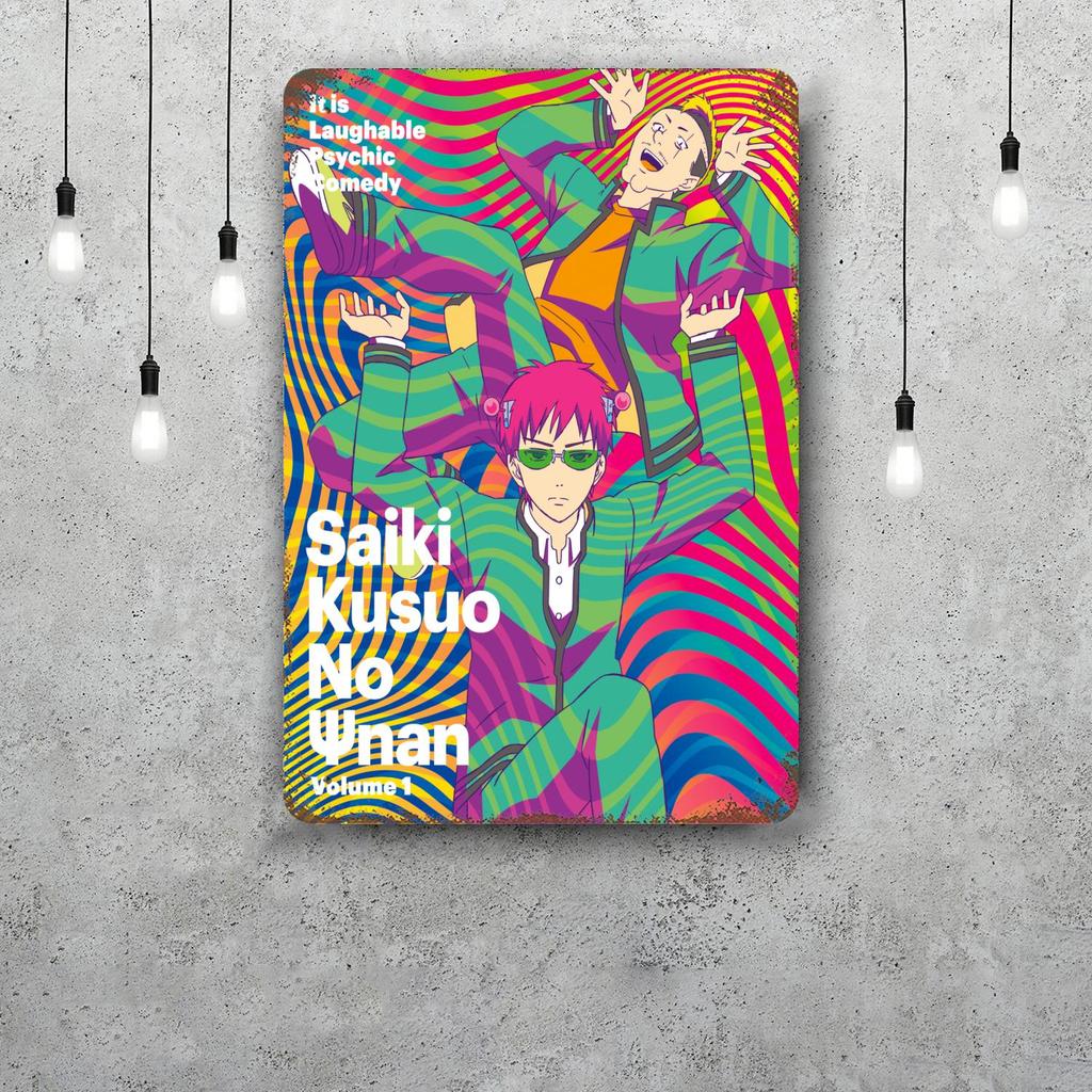 Katastrofiškas Saiki K komiksų gyvenimas Juokinga Baro Metalo Ženklas Retro Plokštelė Vintažinis Ženklas Alkoholio Gėrėjas Baras Klubas Virtuvė