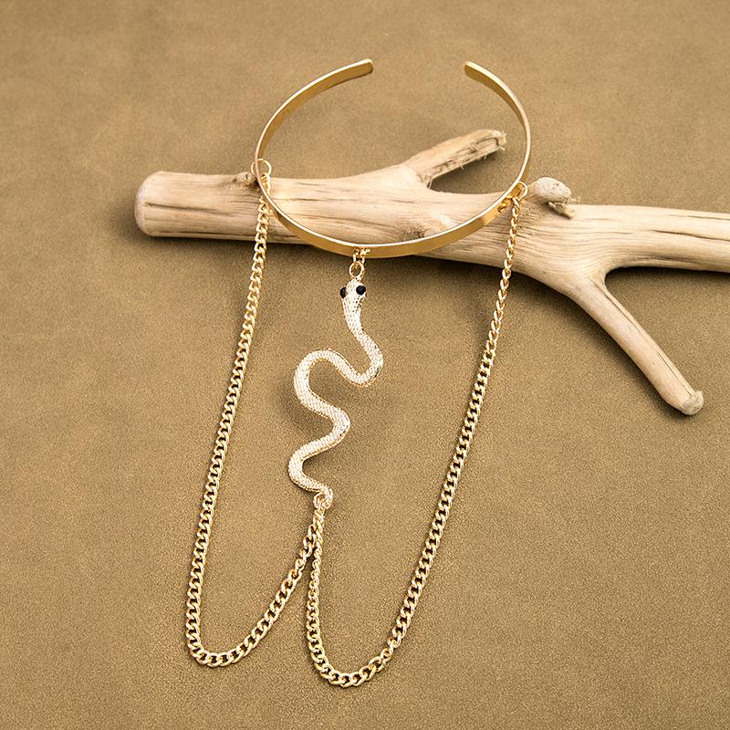 Metal Wind Arm Ring Simple Long Fringed Snake Personalized Chain Diamond Jewelry Light Luxury High-End Ring Bracelet