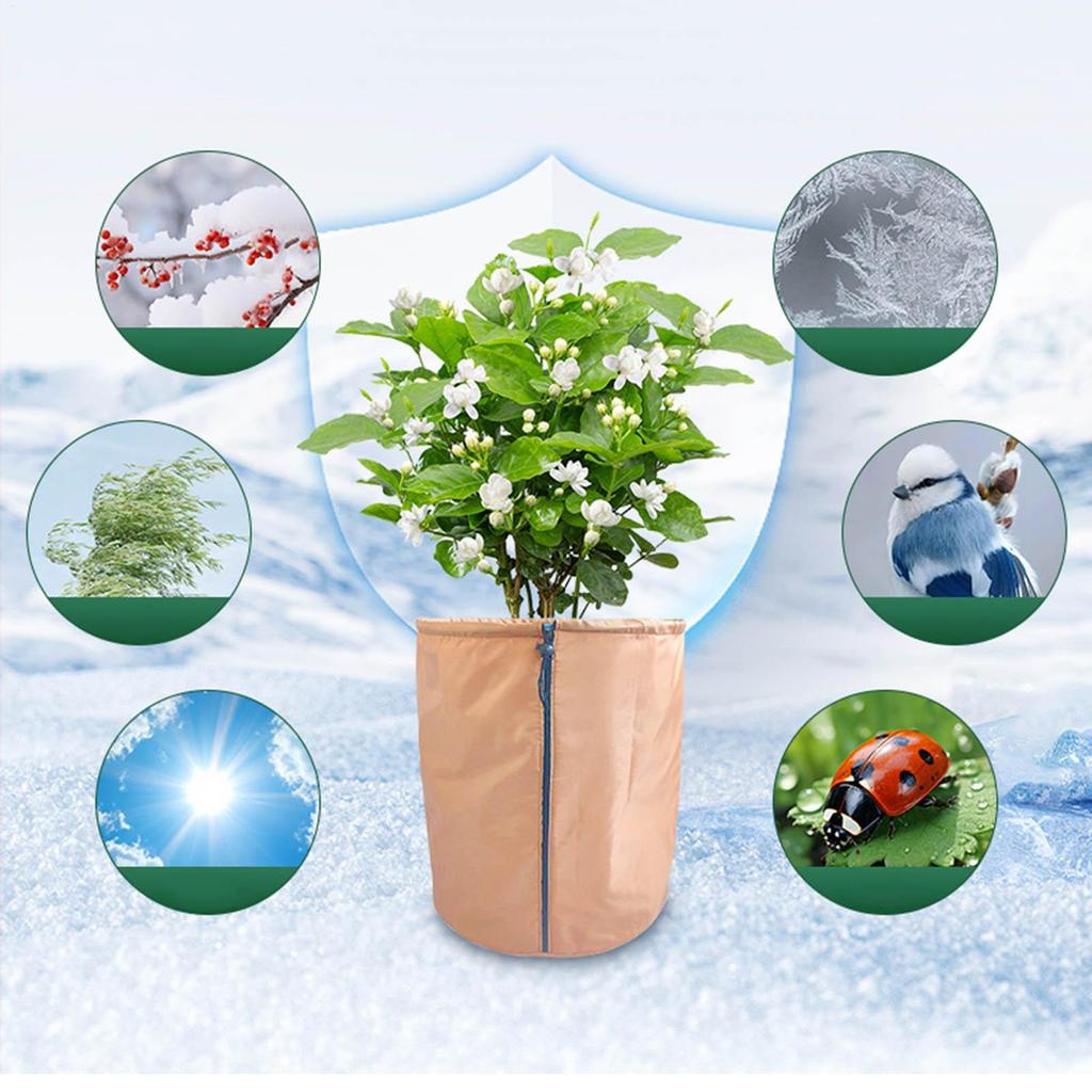 Plant Pot Protection Cover For Winter Warm Protection Cover Potted Plants Protective Bag With Drawstring Zip For Outdoor Winter