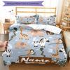 3pcs Custom Name Animals Bedding Set Duvet Cover Closure Includes 1 Duvet Cover & 2 Pillowcases, Soft and Comfortable for All Seasons.
