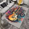 Colorful Electric Guitar Print Carpet with Speakers and Abstract Design Suitable for Use As an Anti-slip for Living Room Bedroom Sofas