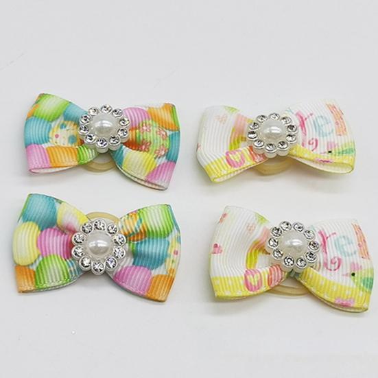 5Pcs Pet Hair Bows Cartoon Pattern Pet Grooming Accessory Elastic Pretty Dogs