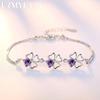 NEW Fine 925 Silver Purple Crystal Lucky Clover Bracelets for Women Fashion Party Wedding Accessories Jewelry 17CM+4CM