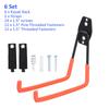 METERXITY 6-Piece Wall-Mounted Garage Hooks with 2 Straps for Ladders, Red