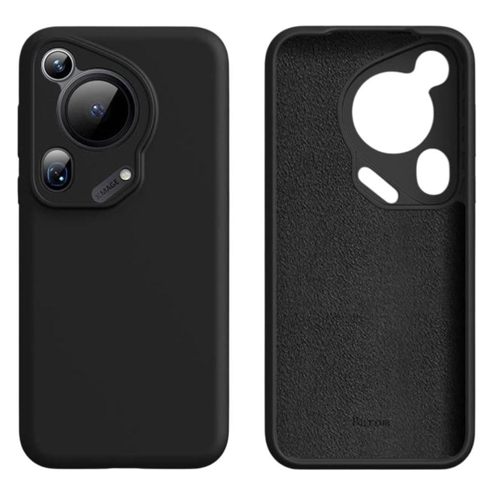 

For Huawei Pura 70 Ultra Case Precise Cutouts Liquid Silicone+PC Shockproof Phone Cover Black