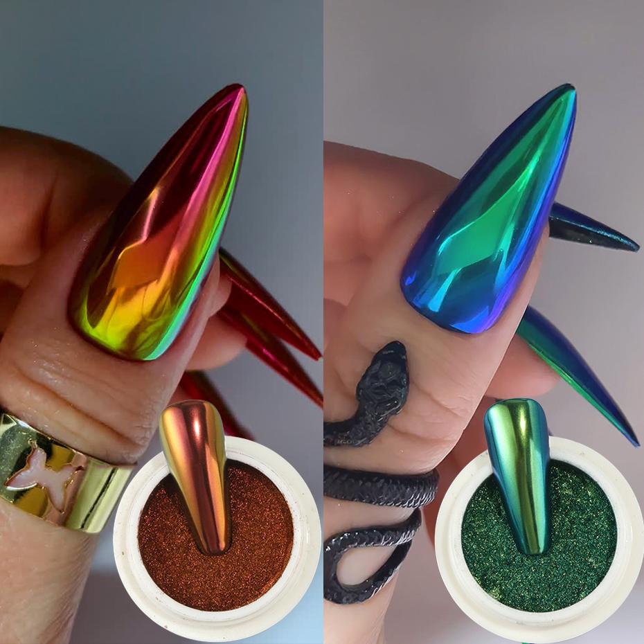 Xiaomi Chrome Chameleon Nail Powder Pigment Marmalade Metallic Magic Mirror Nail Art Powder Glitter Rubbing Dust Decorations Manicure