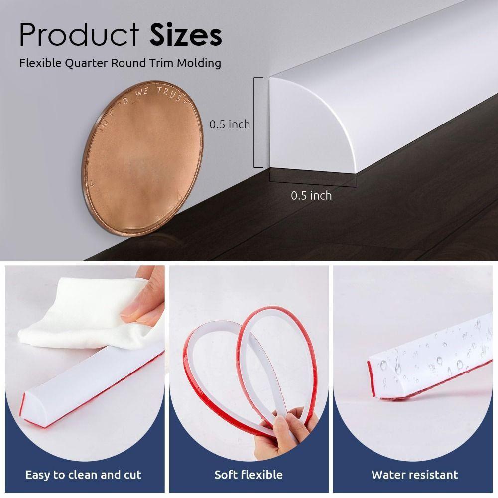 Peel and Stick Quarter Round Molding Wall Corner Protection Floor Shoe Molding  Staircase