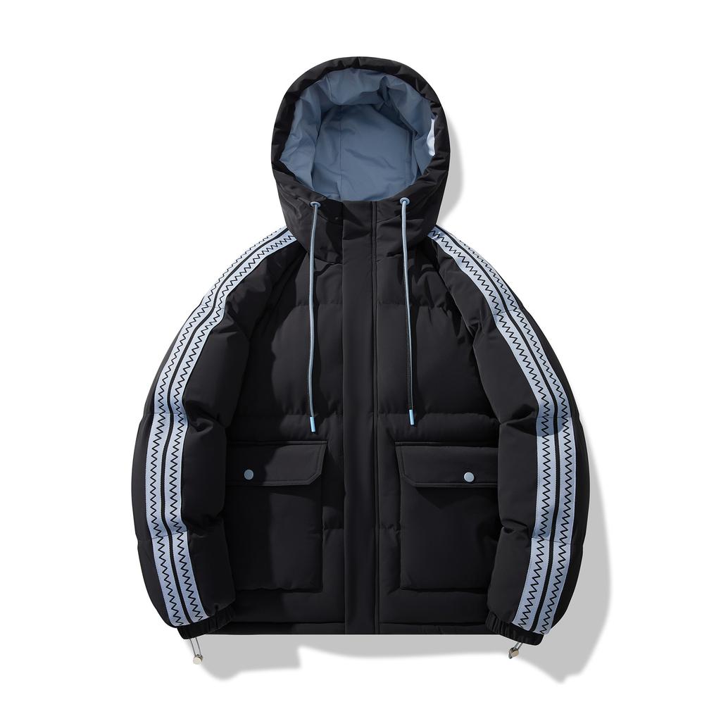 Men's Jacket Splicing Striped Contrasting Color Padded Jacket Couple Loose Bread Jacket Padded Jacket