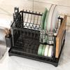 Kitchen Folding Double-Layer Dish Drying Rack and Utensil Storage Rack