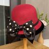 Korean Version Bow Wool Top Hat Women'S Autumn And Winter British Retro Felt Basin Hat Casual Warm Small Edge Bucket Hat