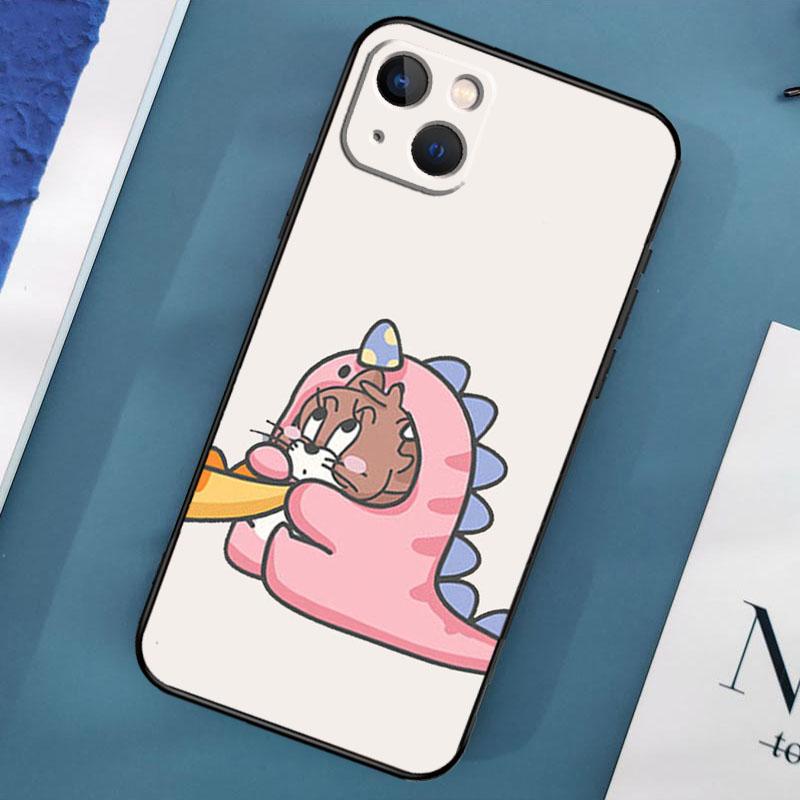 Cute Cartoon Animal Dinosaur Couple Phone Case For iPhone 15 14 Pro Max 11 13 12 Mini X XR XS Max SE 2020 7 8 Plus Cover Capa