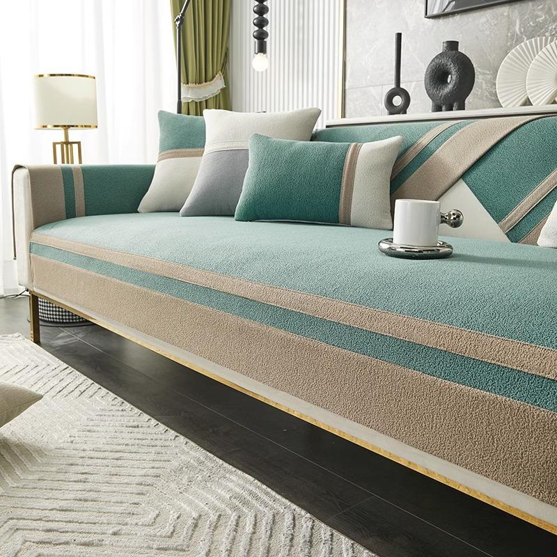 Modern Chenille Sofa Covers Non Slip Sofa Mat Winter Warm Washable Couch Slipcovers for Living Room Wide Brim Soft Sofa Towel