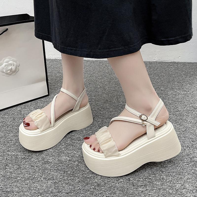 Fashion Fashion Woman Gladiator Sandals Ladies Wedge Shoes Female Belt Buckle Platform Shoes Women Intersect Straps Thick Bottom Sandals