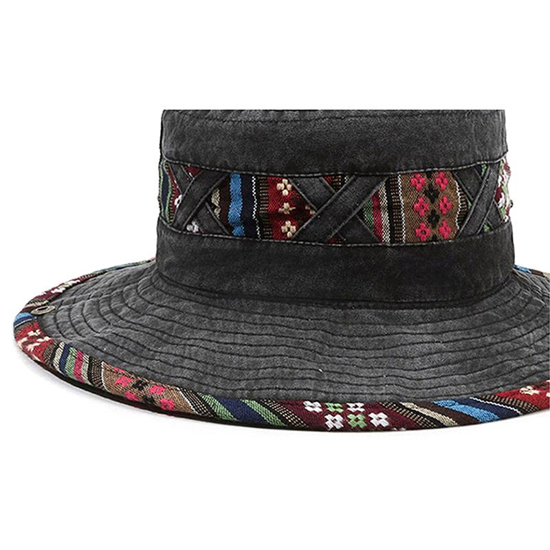 Pălărie de pescar personalizată în stil etnic, de primăvară-vară, de exterior, la modă, pălărie de soare, stil vintage de stradă veche, pălărie cu boruri mari
