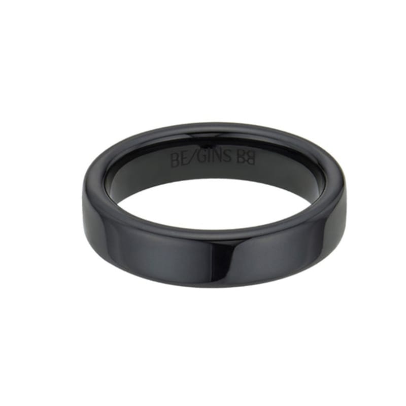 BE/GINS La Ligne Black Ceramic Band Ring