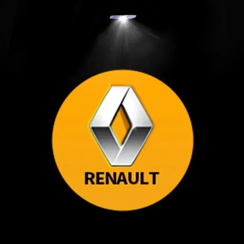 For Renault 2026 New Hub Caps 2Pcs LED Car Door Logo Laser Light Emblem Project Ghost Shadow Welcome Lamp For Renault 3 Koleos M