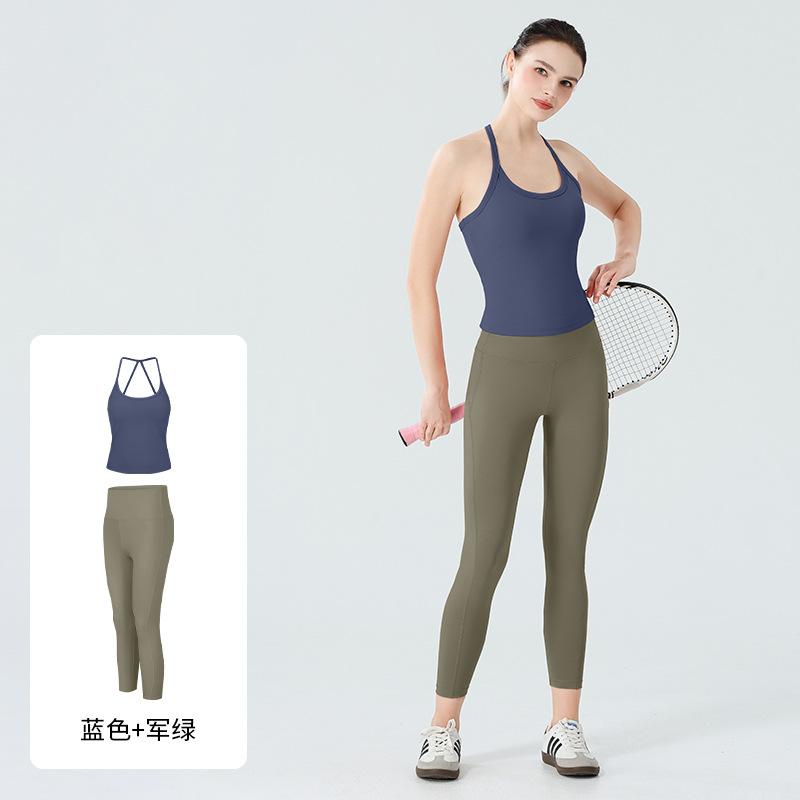 Cross-border Seamless Nude Yoga Fitness Set Women's Quick-drying Clothes, Small Tight Sports Underwear Set Two-piece Set