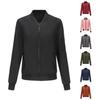 Women Bomber Jacket Spring Autumn Thin Topcoat Loose Flight Jacket Long Sleeves Baseball Collar Zipper Outer Wear