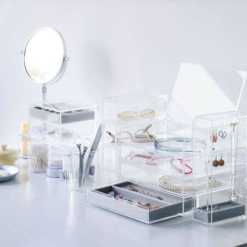 MUJI Overlapping Acrylic Case 2 Tier Drawer with Lid Approx. Width 17.5 x Depth 13 x Height 9.5cm 47380965