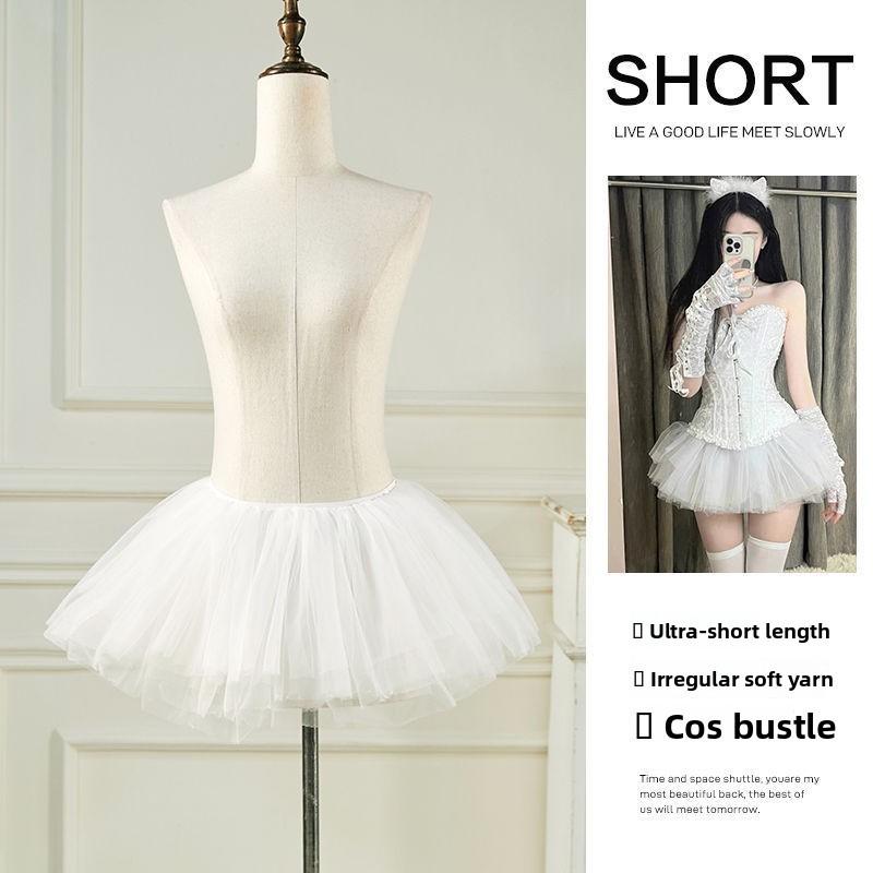 Lolita Fashion Short Tutu Skirt With Pleated Mesh Material For Cosplay And Casual Wear
