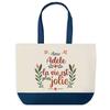 Tote Bag - PLANETEE - Adèle Life Is More Beautiful - Blue Background - Cotton 40x45 Cm - Large Size