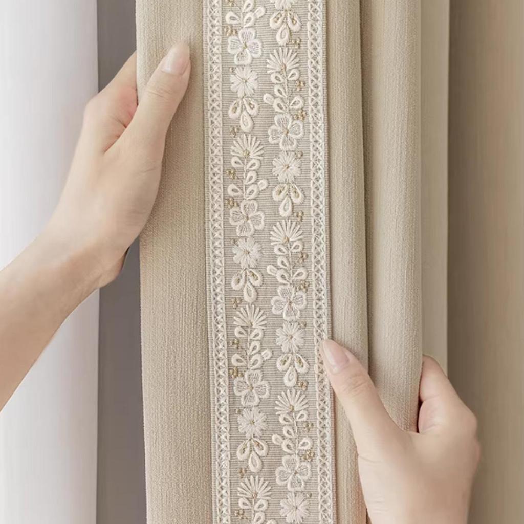Chuyang Vintage French Romantic Cream Sheer Lace Curtain