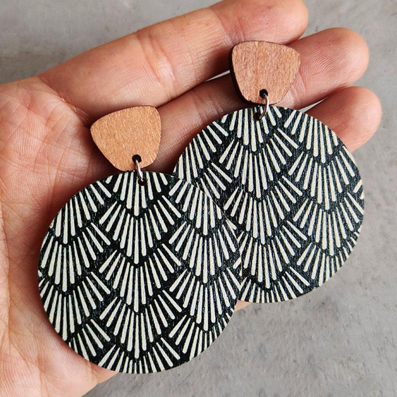 COIRIS 4 Paia Orecchini Pendenti In Legno Naturale A Forma Di Foglia - Stile Bohémien, Leggeri, Ecologici - Gioielli Etnici Donna - 3