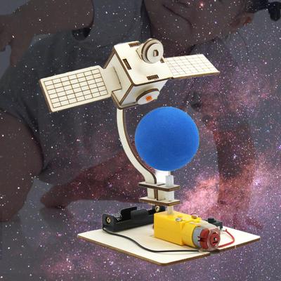 Wooden Satellite Science Experiment Set Project DIY Building Toy Handmade Space Station