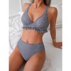 Sexy Plaid Printed Ruffled Frilled Bikini Women Swimwear Female Swimsuit Two-pieces Bikini Set Bather Bathing Suit Swim