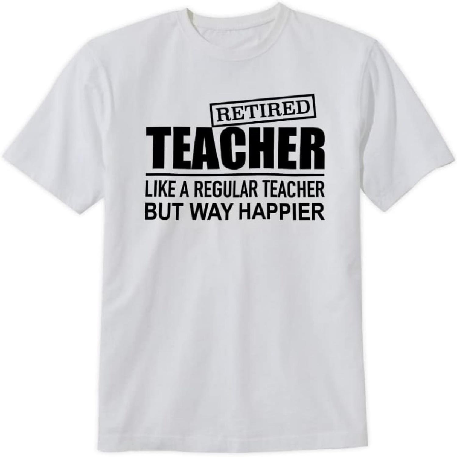 Скучная Собака Учитель на пенсии Футболка Как Обычный Учитель Но Гораздо Счастливее Дизайн Футболка с Коротким Рукавом Унисекс Рубашка S