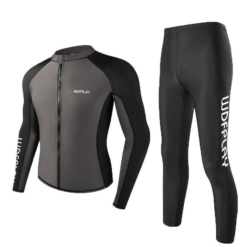 Mens Full Coverage UV Protection Rash Guard Set Long Sleeve Surfing Wetsuit With Pants Snorkeling Swimming