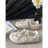 2025 summer new mango head retro moral training shoes round big head women's shoes small flower flat casual shoes wide head shoes