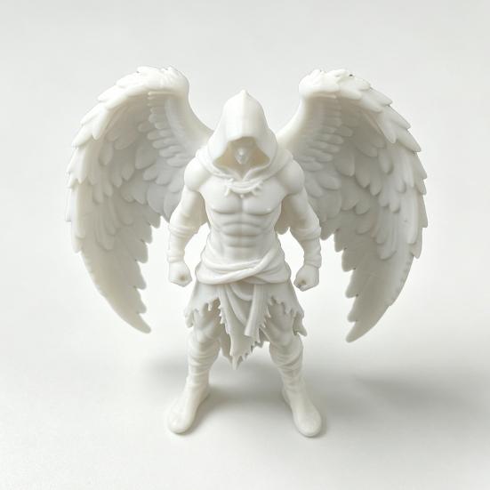 3D Printed Dark Angel Statue Gothic Hooded Figurine Detailed Winged Desk Decor