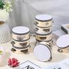 24 Pcs 4 Inch Wood Wedding Tambourine Metal Jingles Drum Hand Held Drum Instrument White Percussion for Wedding Party Favors