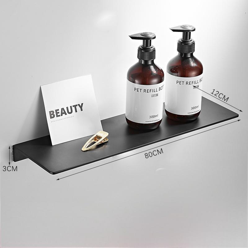Gunmetal Gray Wall-Mounted Bathroom Storage Rack - Double Layer, No-Drill Shelves