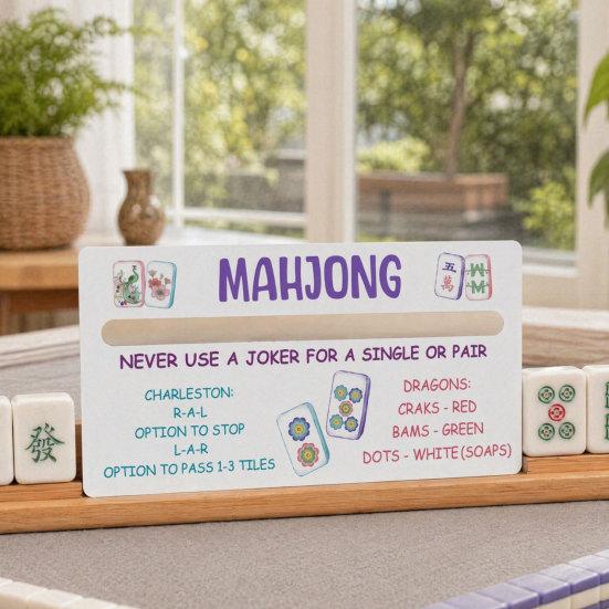 4 Pcs Mahjong Line Reader, American Mahjongg Scoring Card with Rules, Sliding Line Guide for NMJL Card, Rummy Tile Tracker