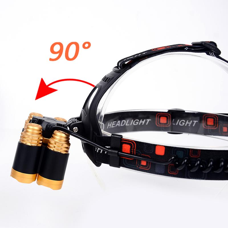 Kafa Işık Lambası Güç El Feneri Torch Far Far Sensörü Led Ampuller 2x 18650 Pil 30 w 4 Mod Lityum pil