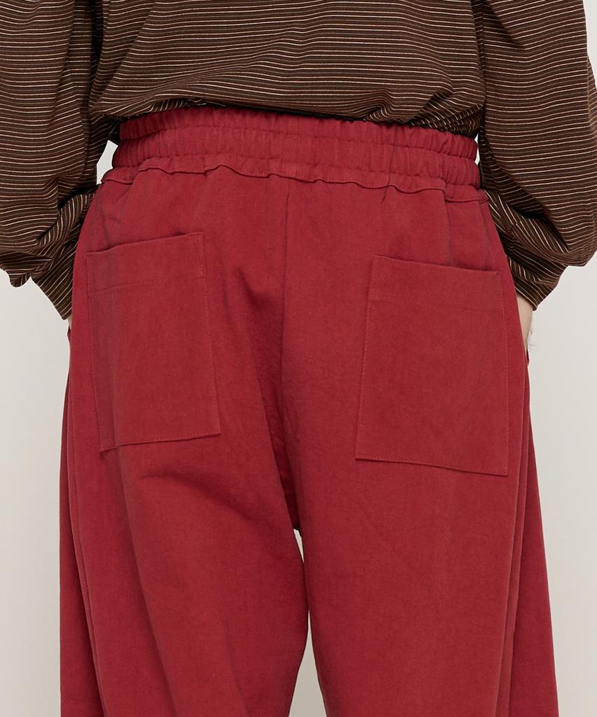 CARGOBROS Bio Cotton Curved Elastic Waist Pants (Wine)