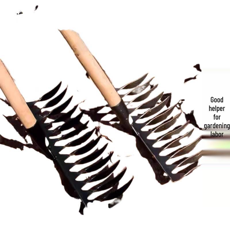 Manganese Steel Hand-Forged Spiral Rake: Multifunctional Garden Tool