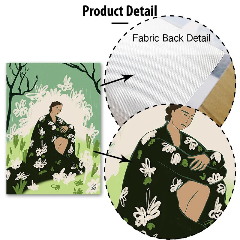 Gestreifte Mädchenvase Blatt Blume Wandkunst Leinwandmalerei Abstrakte Poster und Drucke Hotel Bar Wandbilder für Wohnzimmerdekoration