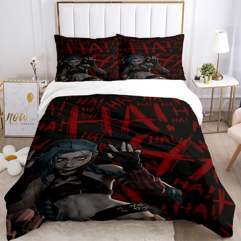 3pcs Jinx Bedding Set-Universal Three-Piece Suit for Bedroom, Guest Room, Living Room, Hotel Decor-Perfect Gift for Fans, Travelers, Daily U