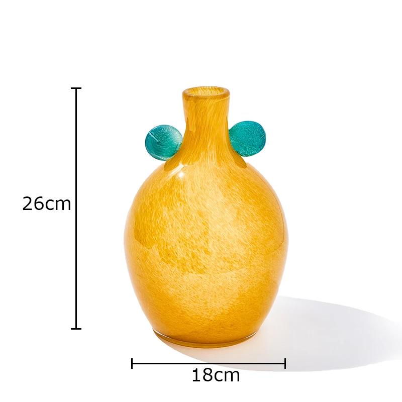 Color Gradient Glass Vase Desk Decoration Artificial Flower Decorative Flowers Arrangement Colorful Vases Room Aesthetic Decor