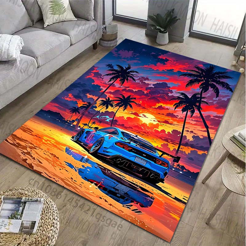 1PC Cars in The Sunset Printed Carpet for Living Room Bedroom Bedside Bathroom Floor Mat Area Rugged Sofa Mat Home Decor